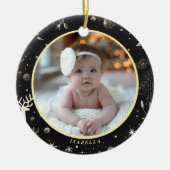 Mijn eerste kerst Schattigee moderne Baby foto Keramisch Ornament (Voorkant)