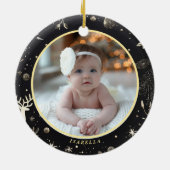 Mijn eerste kerst Schattigee moderne Baby foto Keramisch Ornament (Achterkant)