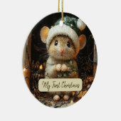 Mijn eerste kerst Schattigee Mouse Baby naam Keramisch Ornament (Rechts)
