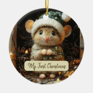 Mijn eerste kerst Schattigee Mouse Baby naam Keramisch Ornament