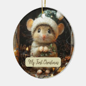 Mijn eerste kerst Schattigee Mouse Baby naam Keramisch Ornament (Links)