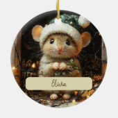 Mijn eerste kerst Schattigee Mouse Baby naam Keramisch Ornament (Achterkant)