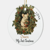 Mijn eerste kerst Schattigee  Muis Baby naam Keramisch Ornament (Links)