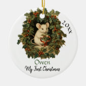 Mijn eerste kerst Schattigee  Muis Baby naam Keramisch Ornament (Voorkant)