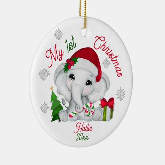 Mijn eerste kerst Schattigee olifant Keramisch Ornament (Rechts)