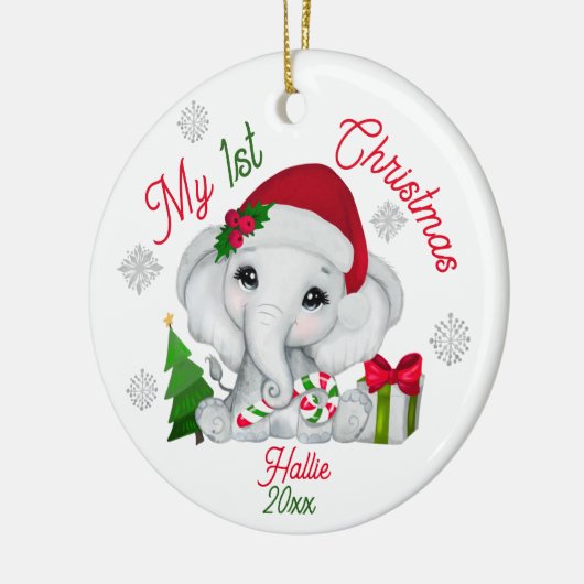 Mijn eerste kerst Schattigee olifant Keramisch Ornament (Links)