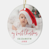 Mijn eerste kerst script Baby foto Keepsake Keramisch Ornament (Links)