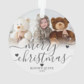 Mijn Eerste Kerst Script Nieuw Baby Foto Ornament (achterkant)