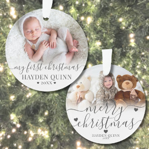 Mijn Eerste Kerst Script Nieuw Baby Foto Ornament