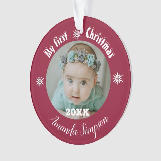 Mijn eerste kerst sneeuwvlok ingelijst Ornament (voorkant)