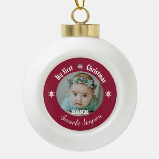 Mijn eerste kerst sneeuwvlok ingelijst Ornament (Voorkant)