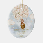 Mijn Eerste Kerst Teddybeer Gouden Ballonnen Foto Keramisch Ornament (Rechts)