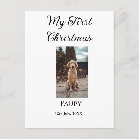 Mijn eerste kerst toevoegen naam hond kat jaar fot briefkaart (Voorkant)