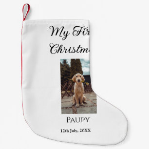 Mijn eerste kerst toevoegen naam hond kat jaar fot kleine kerstsok