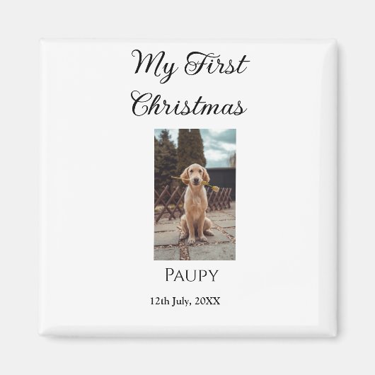 Mijn eerste kerst toevoegen naam hond kat jaar fot magneet (Voorkant)