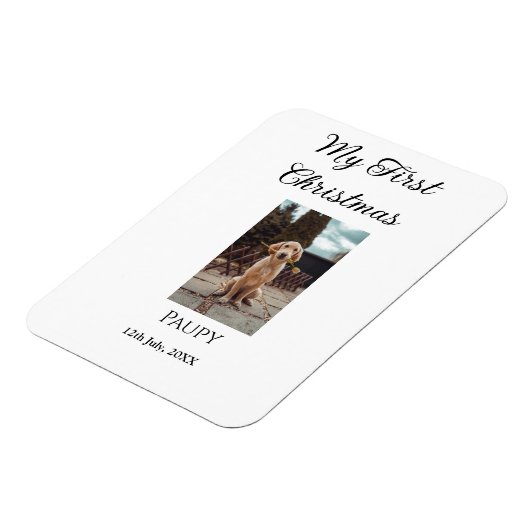 Mijn eerste kerst toevoegen naam hond kat jaar fot magneet (Linkerzijde)