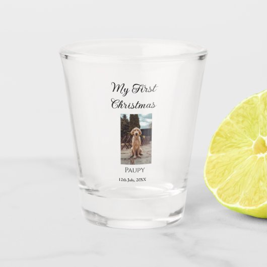 Mijn eerste kerst toevoegen naam hond kat jaar fot shot glas (Voorkant)