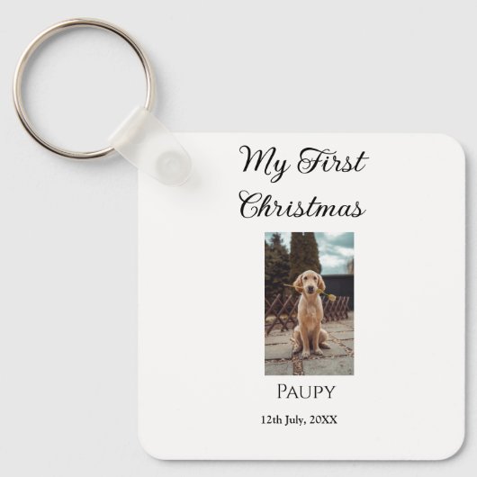 Mijn eerste kerst toevoegen naam hond kat jaar fot sleutelhanger (Voorkant)