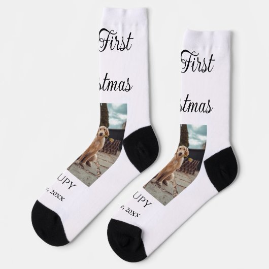 Mijn eerste kerst toevoegen naam hond kat jaar fot sokken (Links)