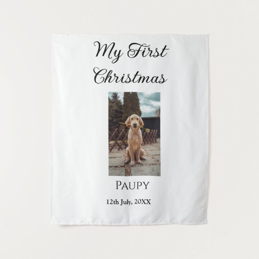 Mijn eerste kerst toevoegen naam hond kat jaar fot wandkleed (Voorkant)