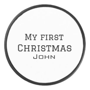Mijn eerste kerst toevoegen naam mannelijke mannen hockey puck