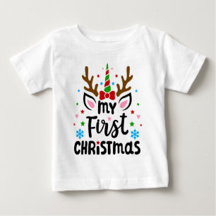 Mijn Eerste Kerst Typografie Cute Eenhoorn