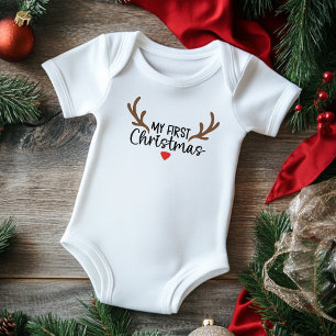 Mijn Eerste Kerst Typografie Eenvoudige Hertengewe Romper