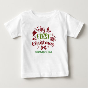 Mijn Eerste Kerst Typografie Kerstman hoed Monogra