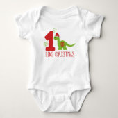 Mijn Eerste Kerst Typografie Schattige Dinosaur Di Romper (Voorkant)