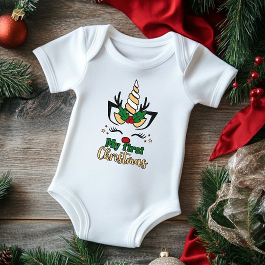 Mijn Eerste Kerst Typografie Schattige Festieve Ee Romper