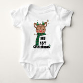 Mijn Eerste Kerst Typografie Schattige Rendeer Romper (Voorkant)