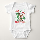 Mijn Eerste Kerst Typografie Schattige Rens Romper (Voorkant)