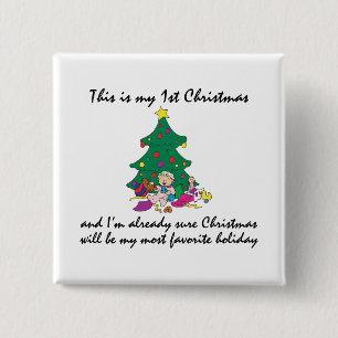 Mijn eerste kerst vierkante button 5,1 cm
