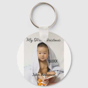 Mijn eerste kerst voeg baby naam datum jaar foto s sleutelhanger