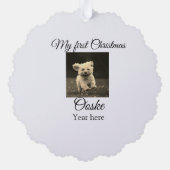 Mijn eerste kerst voeg huisdier naam datum jaar fo ornament kaart (Achterkant)