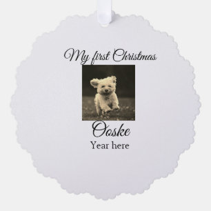 Mijn eerste kerst voeg huisdier naam datum jaar fo ornament kaart