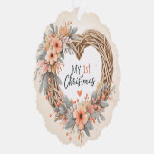 Mijn eerste Kerst - Waterverf Bloemenkrans - Ornament Kaart (Rechts)