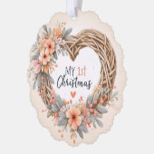 Mijn eerste Kerst - Waterverf Bloemenkrans - Ornament Kaart (Links)