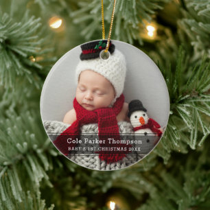 Mijn eerste kerst zwart gestreepte aangepaste baby keramisch ornament