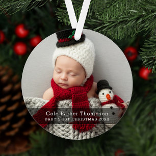 Mijn eerste kerst zwart gestreepte aangepaste baby ornament