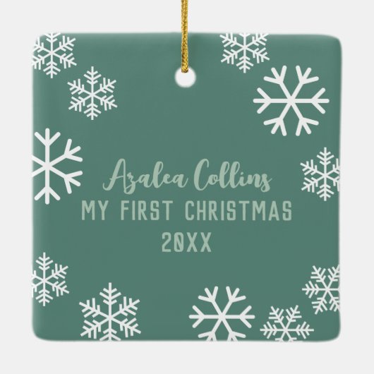 Mijn eerste kerstavond Groovy Retro Keramisch Ornament (Achterkant)