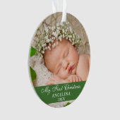Mijn eerste kerstBaby Foto Light Green Ornament (voorkant)