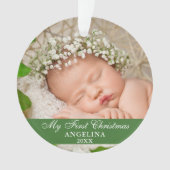 Mijn eerste kerstBaby Foto Light Green Ornament (voorkant)