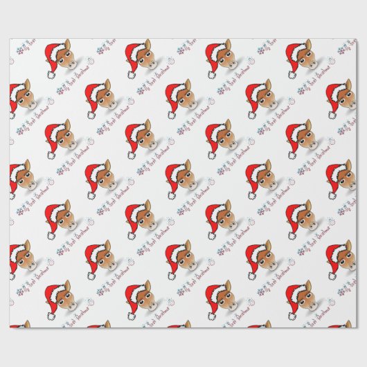 Mijn eerste kerstBaby Giraffe Cadeaupapier (Vlak)