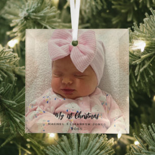Mijn eerste kerstbaby-meisje Foto-versiering Glas Ornament