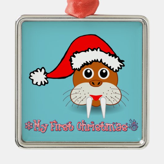 Mijn eerste kerstBaby Walrus Metalen Ornament (Voorkant)