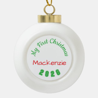 Mijn Eerste Kerstbal (Langere naam) - Keramische Bal Ornament