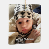 Mijn eerste kerstblauw STIPPEN babyjongen Foto Keramisch Ornament (Rechts)