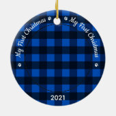 Mijn eerste kerstblauwe poppenkamfoto keramisch ornament (Achterkant)