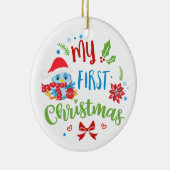 Mijn eerste kerstblauwe vogel aangepaste foto / ja keramisch ornament (Rechts)